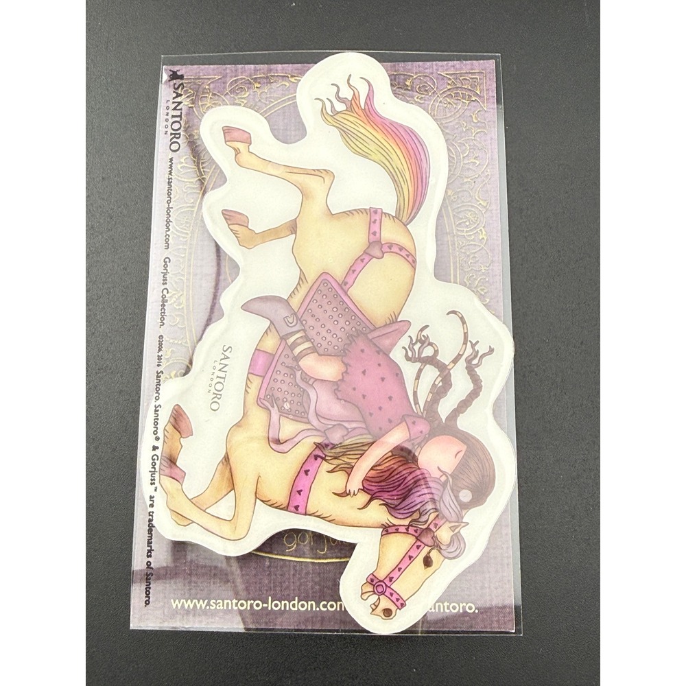Santoro London Gorjuss Carousel Sticker and Postcard Set Rainbow Horse Girl